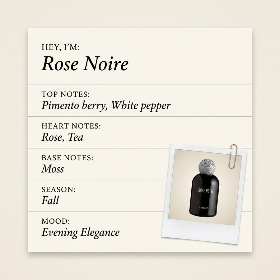 L'OBJET Rose Noire fragrance profile card
