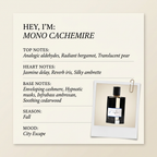 L’ORCHESTRE PARFUM MONO CACHEMIRE fragrance profile card