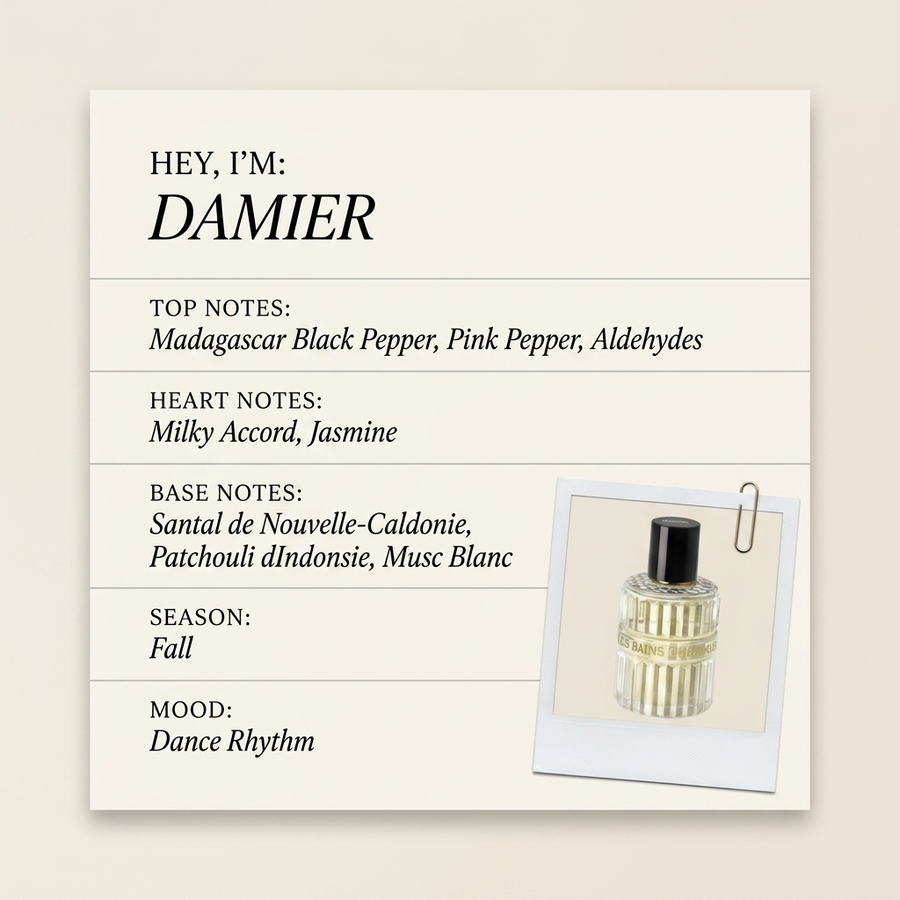 Les Bains Guerbois DAMIER fragrance profile card