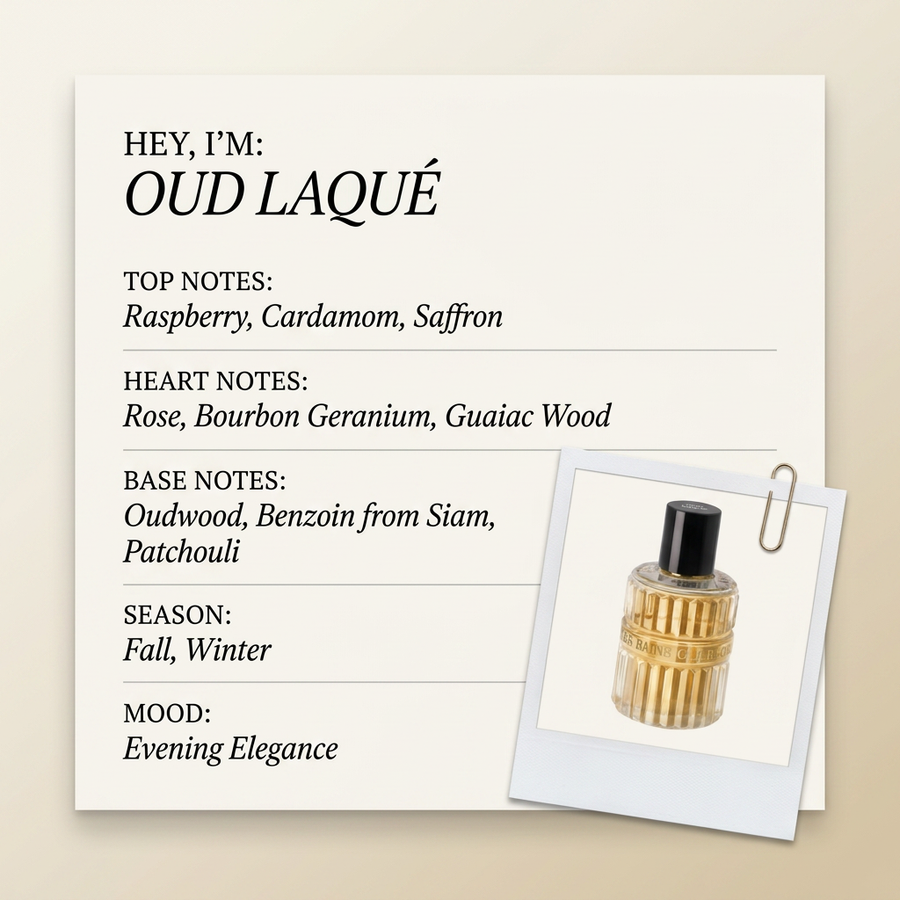 Les Bains Guerbois OUD LAQUÉ fragrance profile card