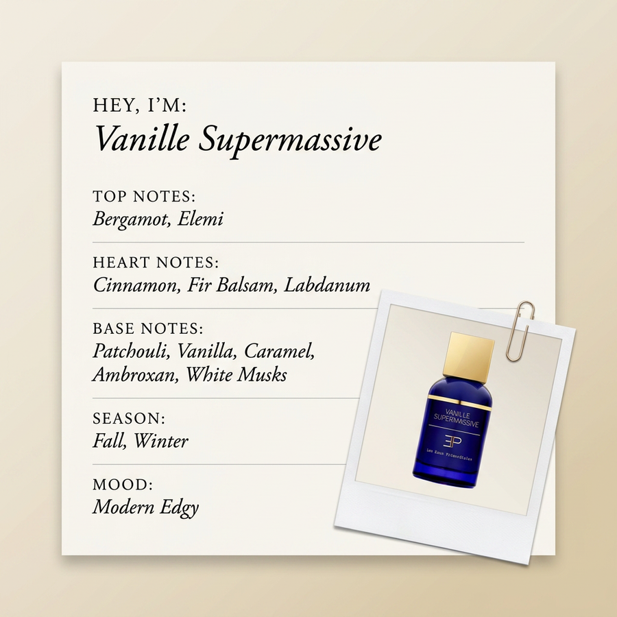 Les Eaux Primordiales Vanille Supermassive fragrance profile card