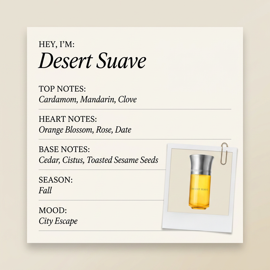 Liquides Imaginaires Desert Suave fragrance profile card