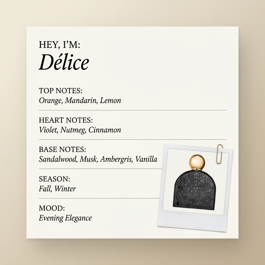 M. Micallef Délice fragrance profile card
