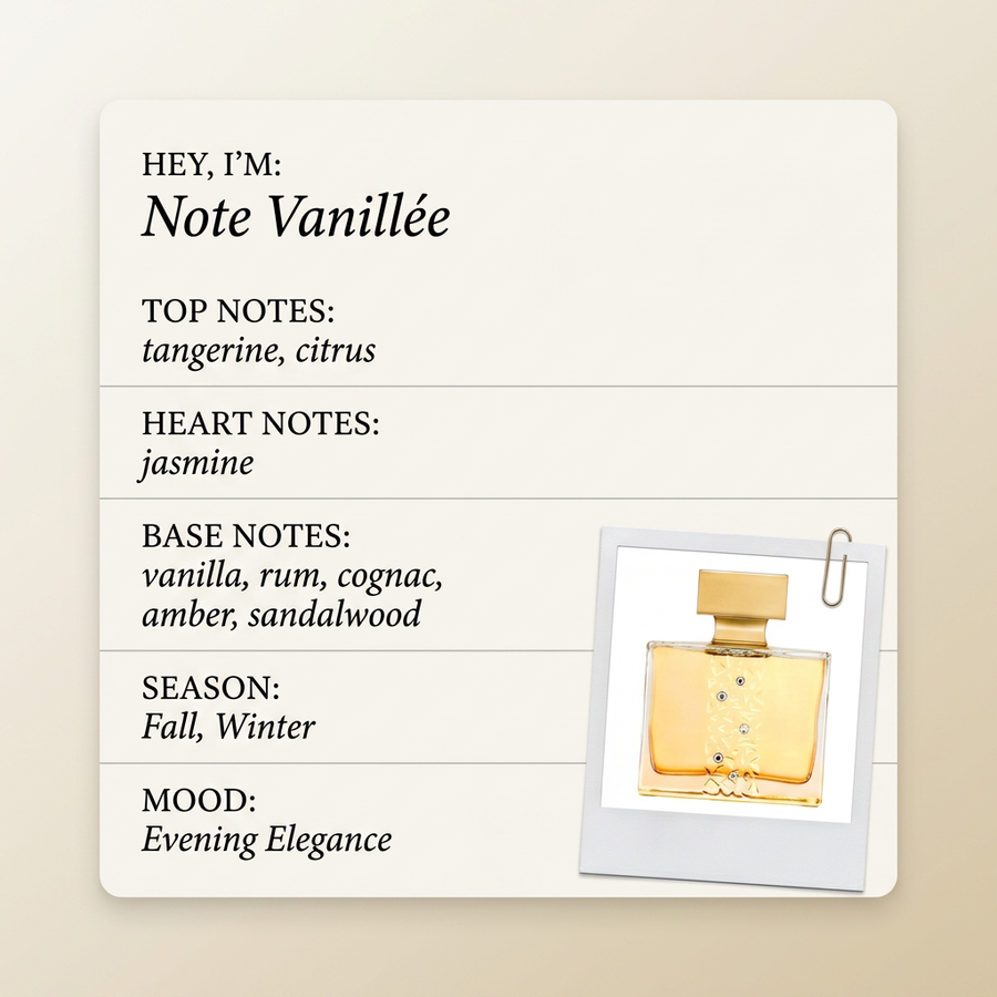 M. Micallef Note Vanillée fragrance profile card