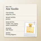 M. Micallef Note Vanillée fragrance profile card