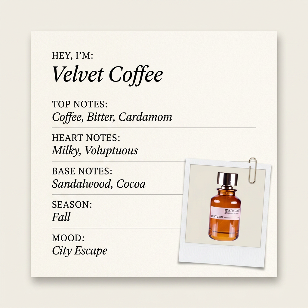 Maison Tahité Velvet Coffee fragrance profile card