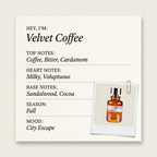 Maison Tahité Velvet Coffee fragrance profile card