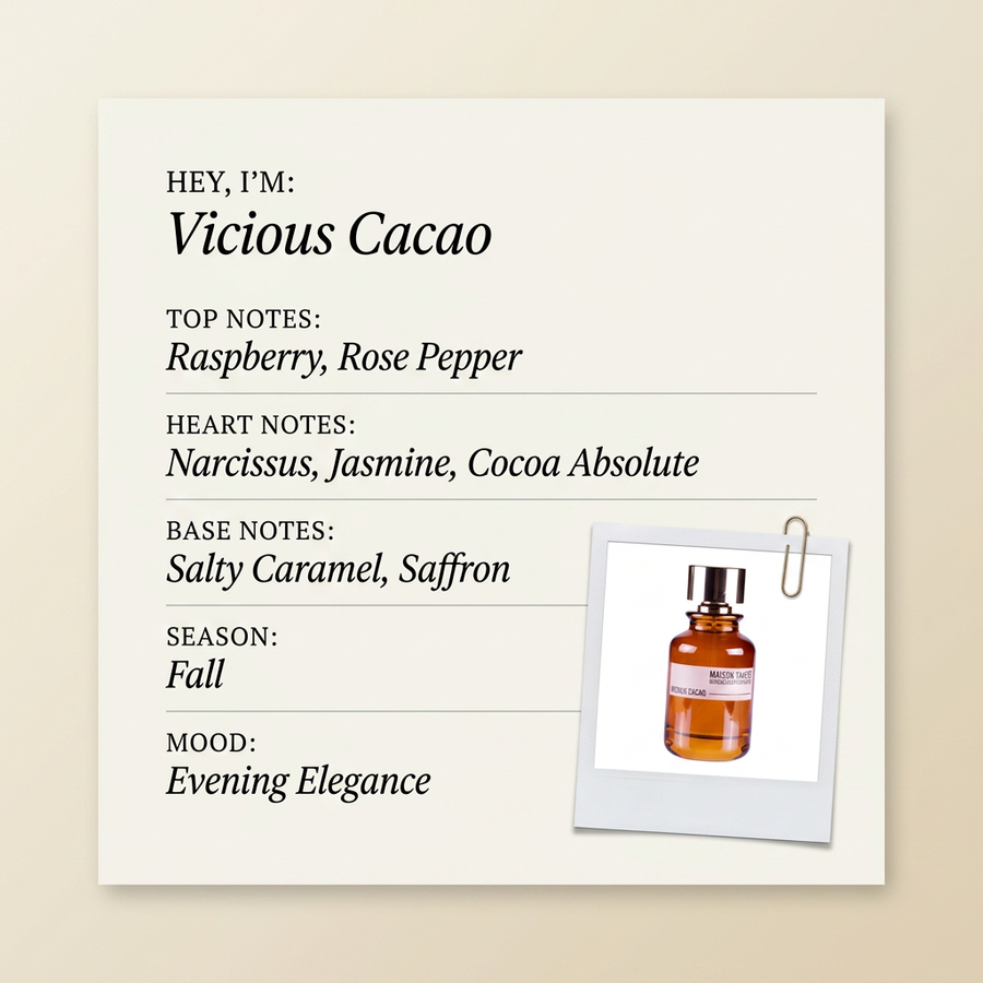 Maison Tahité Vicious Cacao fragrance profile card