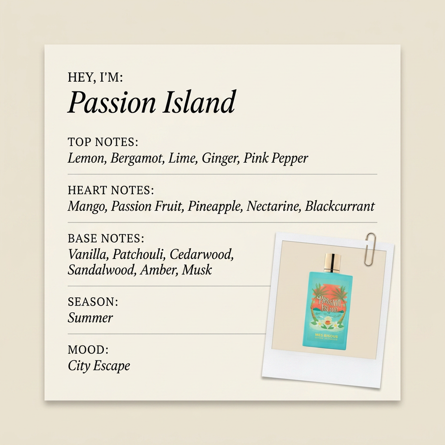 Mes Bisous Passion Island fragrance profile card