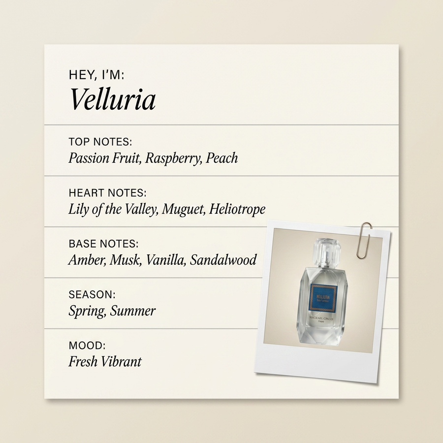 Michael Cinco Velluria fragrance profile card