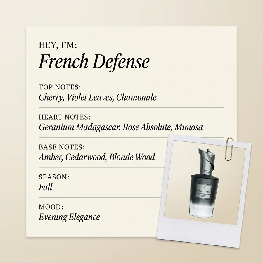 Mind Games French Defense fragrance profile card