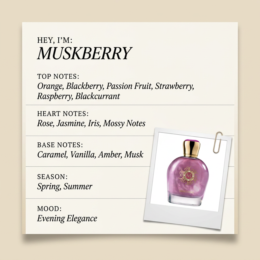 Moresque MUSKBERRY fragrance profile card