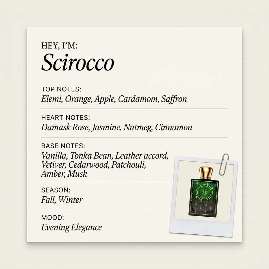 Moresque Scirocco fragrance profile card