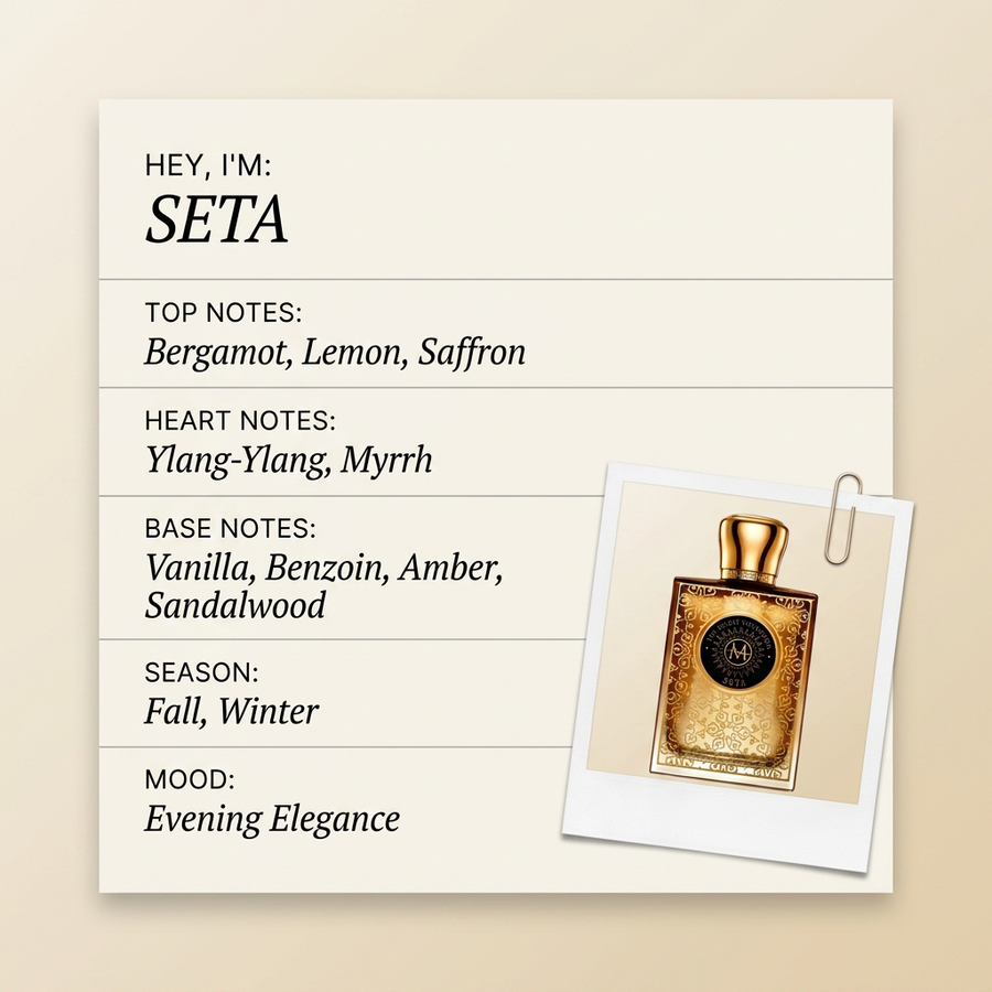 Moresque SETA fragrance profile card