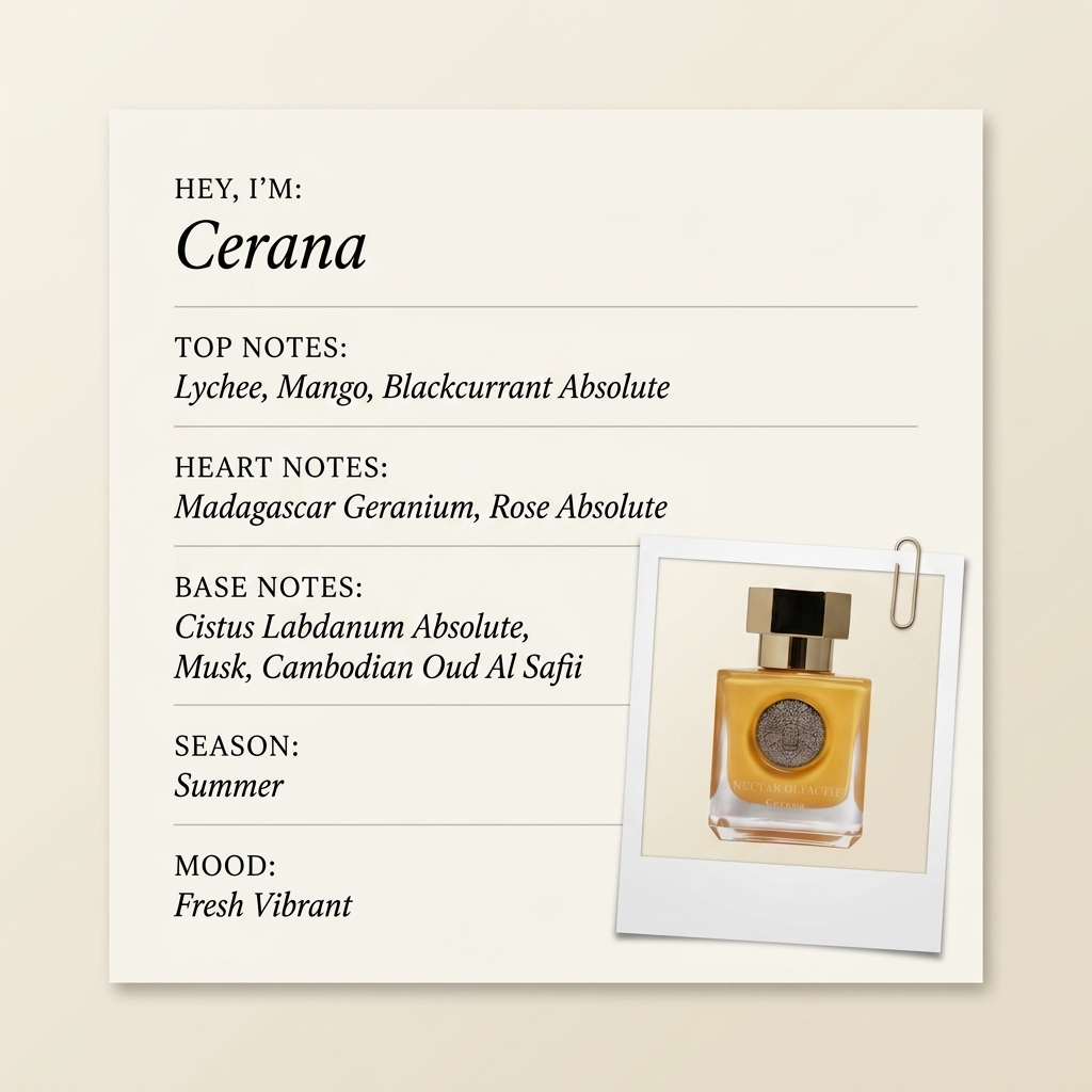Nectar Olfactif Cerana fragrance profile card