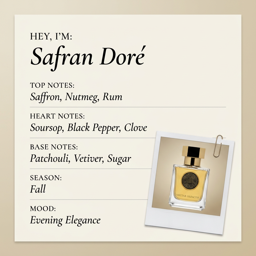 Nectar Olfactif Safran Doré fragrance profile card