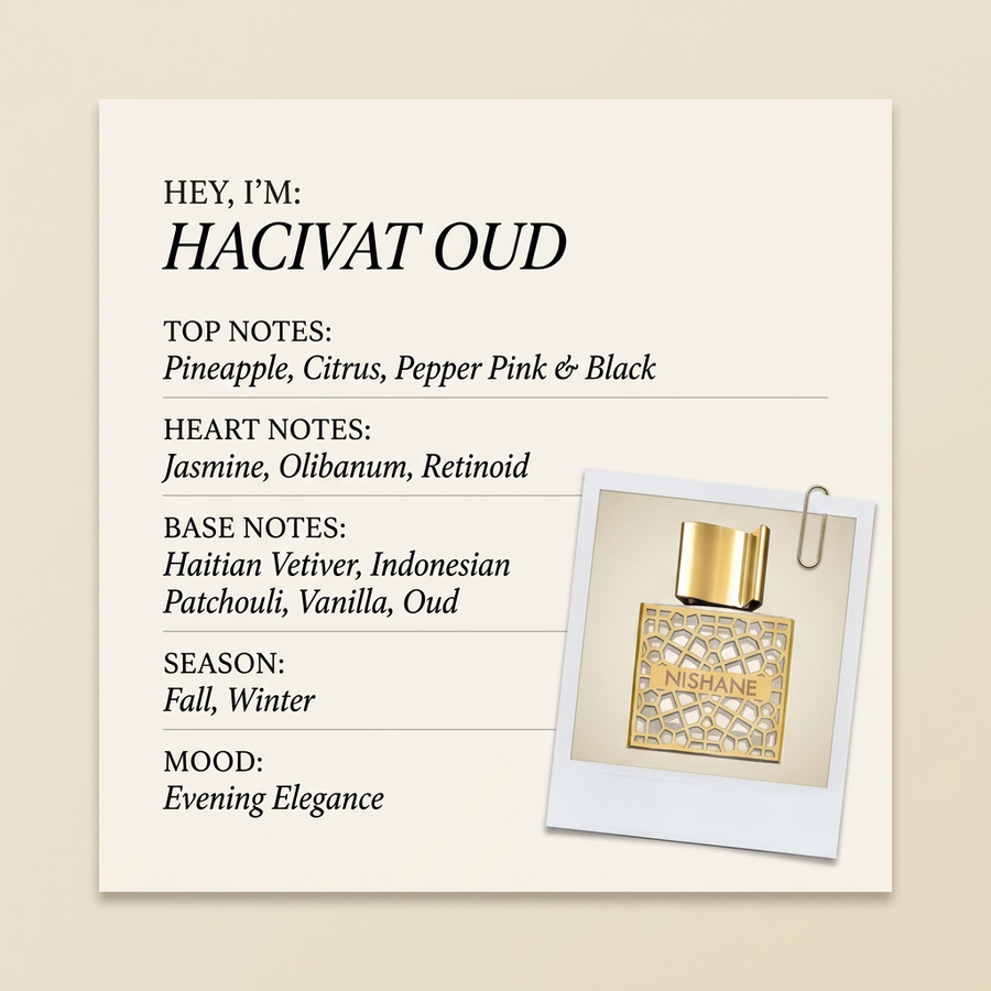 Nishane HACIVAT OUD fragrance profile card
