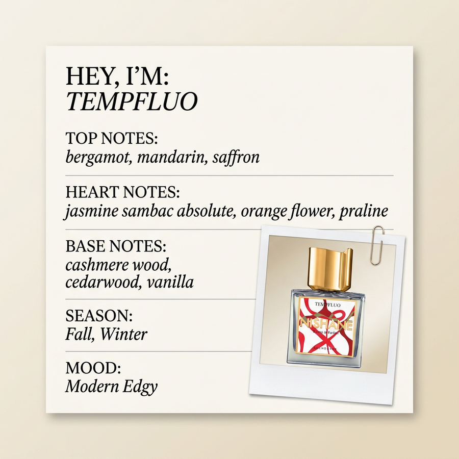 Nishane TEMPFLUO fragrance profile card
