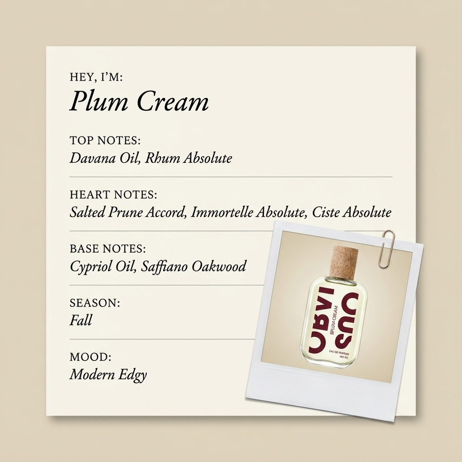 Obvious Parfums Plum Cream fragrance profile card
