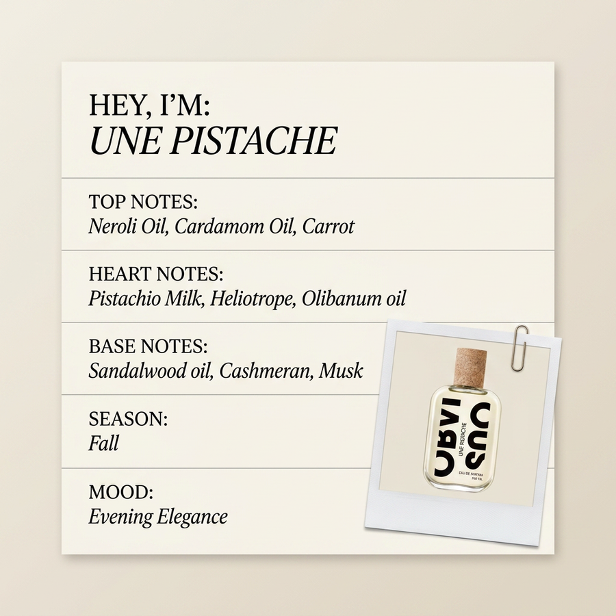 Obvious Parfums UNE PISTACHE fragrance profile card