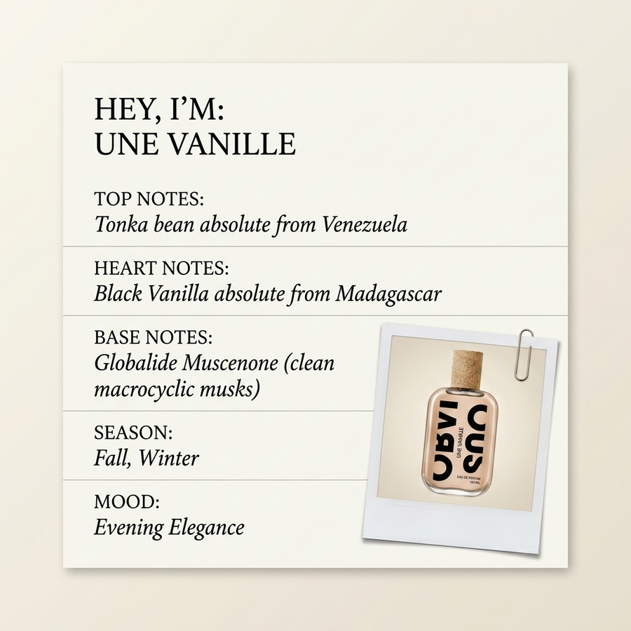 Obvious Parfums UNE VANILLE fragrance profile card