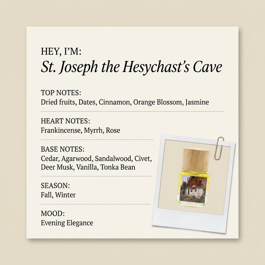 Phronema Perfumes St. Joseph the Hesychast's Cave fragrance profile card