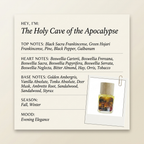 Phronema Perfumes The Holy Cave of the Apocalypse fragrance profile card