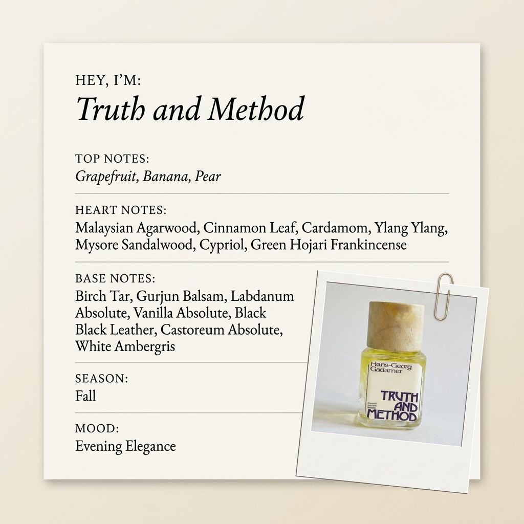 Phronema Perfumes Truth and Method fragrance profile card