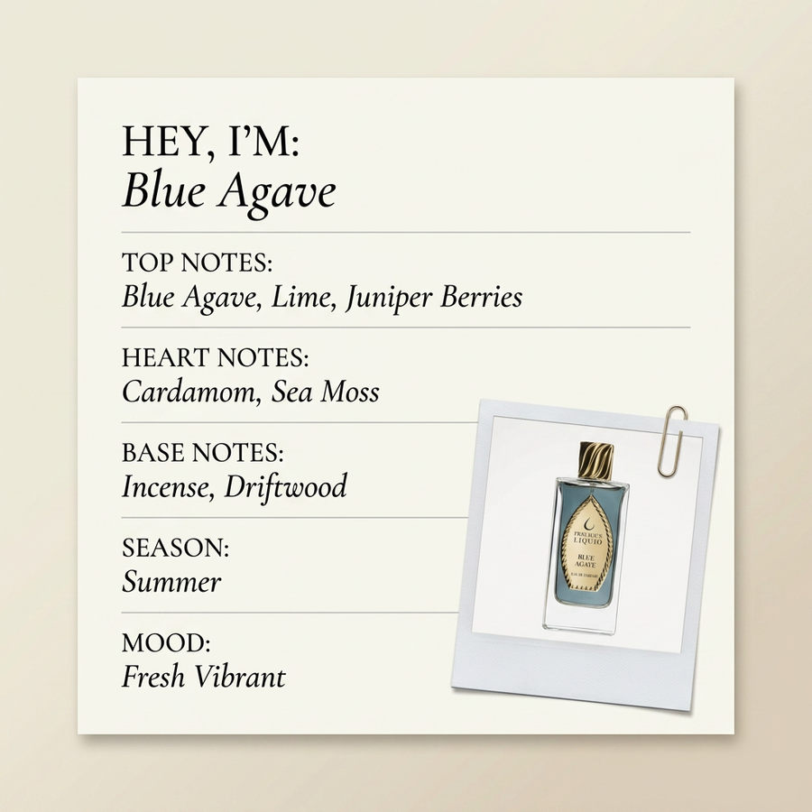Precious Liquid Blue Agave fragrance profile card