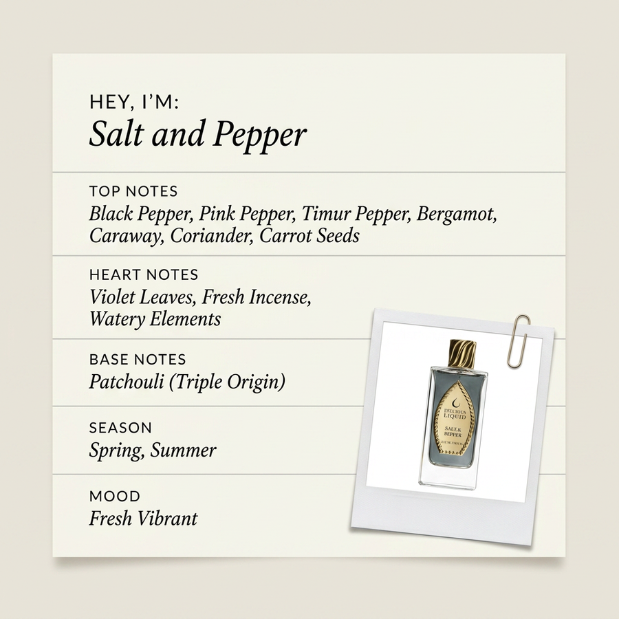 Precious Liquid Salt and Pepper fragrance profile card