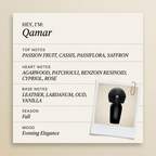 Rajani Parfums Qamar fragrance profile card