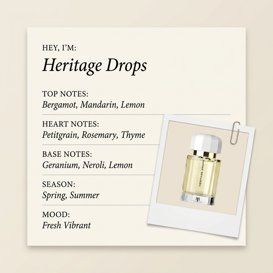 Ramon Monegal Heritage Drops fragrance profile card