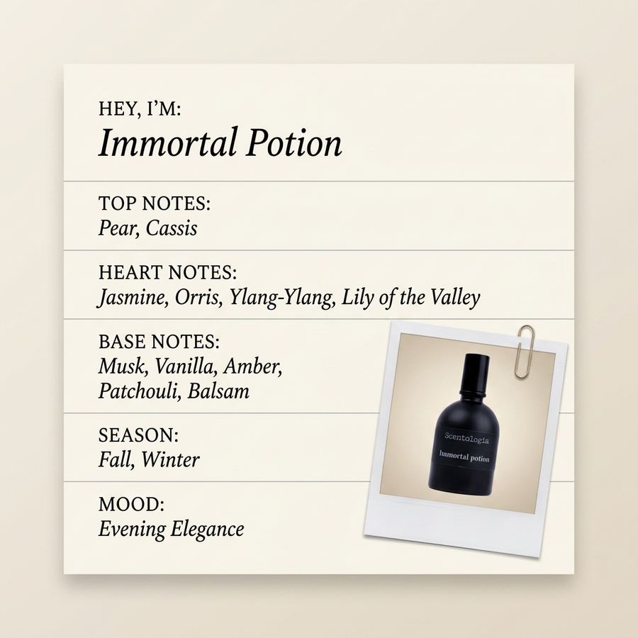 Scentologia Immortal Potion fragrance profile card