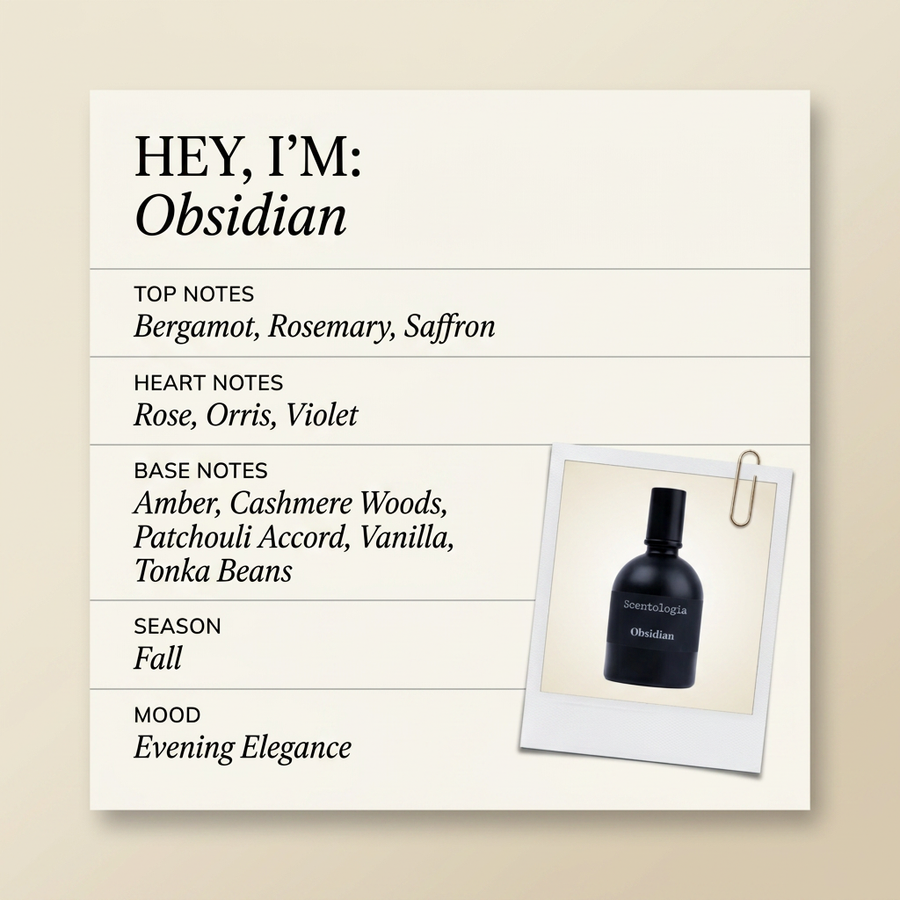 Scentologia Obsidian fragrance profile card