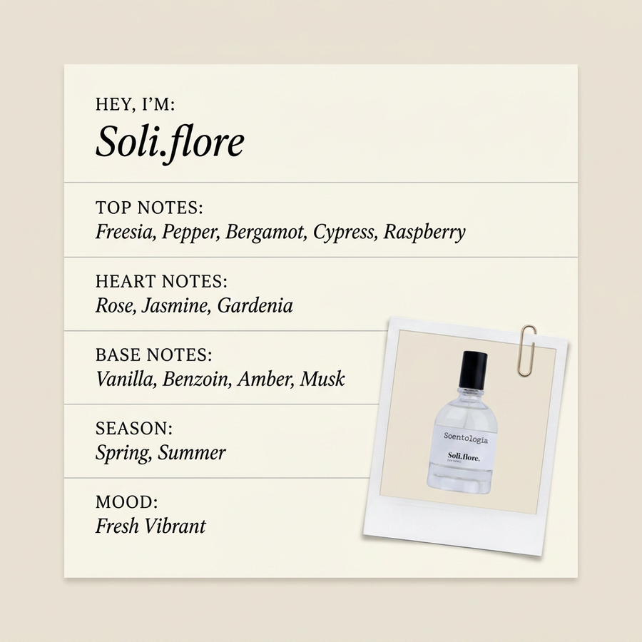 Scentologia Soli.flore fragrance profile card