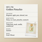 Sensatio Paris Golden Pistachio fragrance profile card