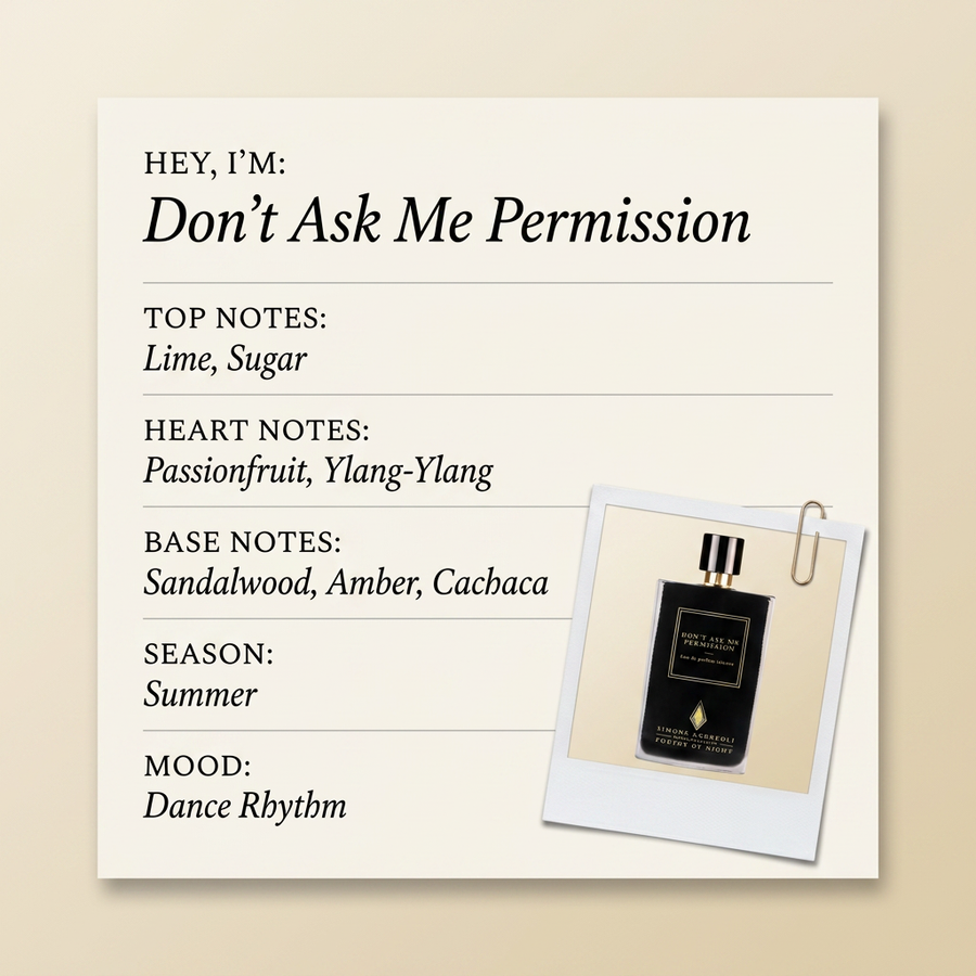 Simone Andreoli Don’t Ask Me Permission fragrance profile card