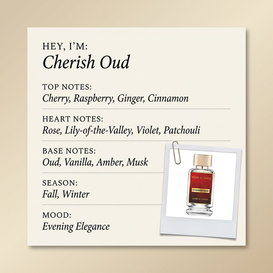 Soleil De Grace Cherish Oud fragrance profile card