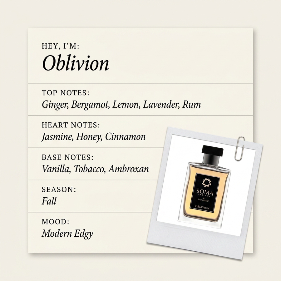 Soma Parfums Oblivion fragrance profile card