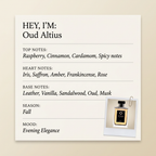 Soma Parfums Oud Altius fragrance profile card