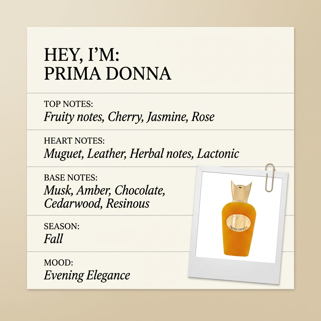 Sospiro PRIMA DONNA fragrance profile card