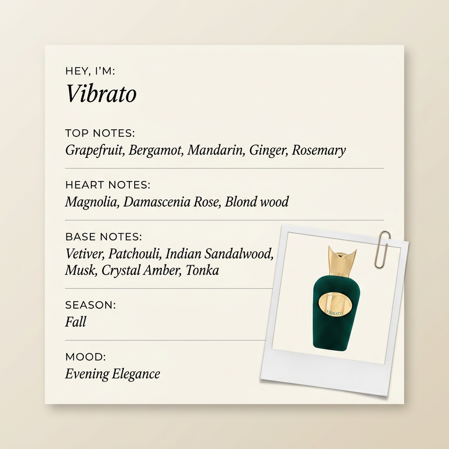 Sospiro Vibrato fragrance profile card