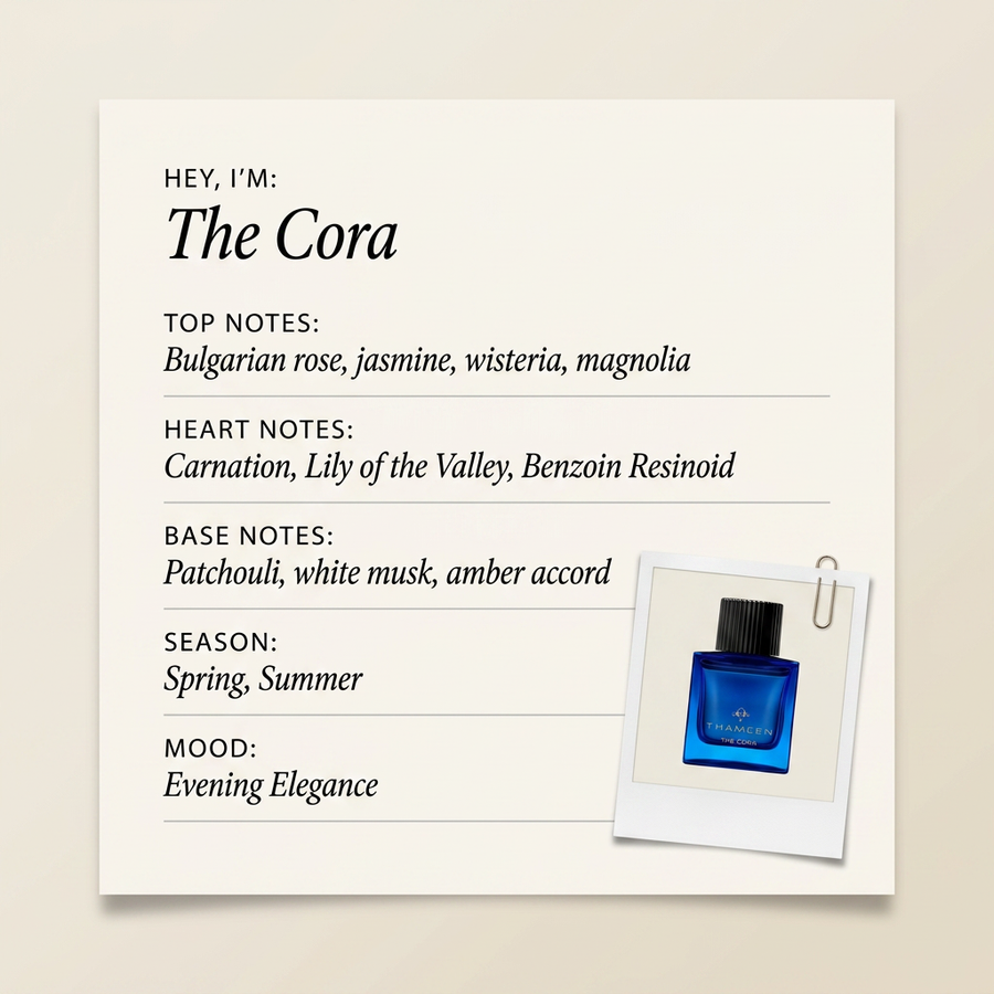 Thameen London THE CORA fragrance profile card