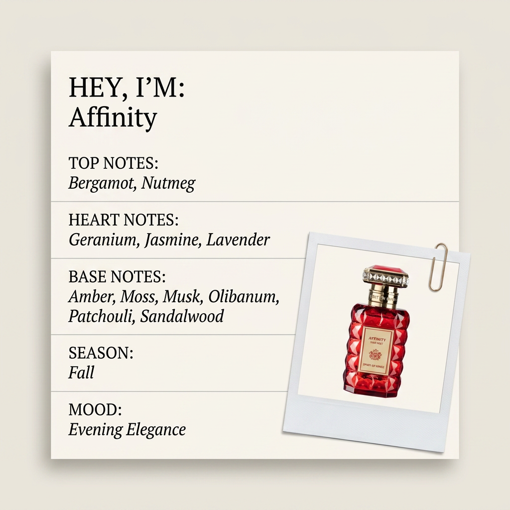 The Spirit of Kings Affinity fragrance profile card