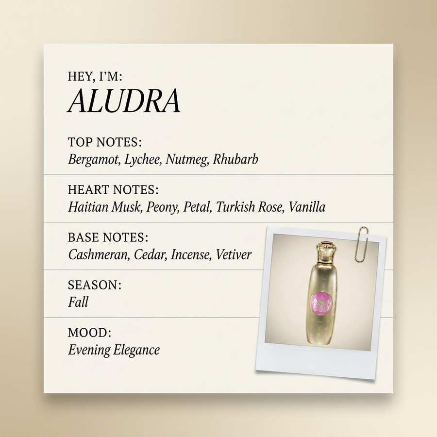 The Spirit of Kings ALUDRA fragrance profile card