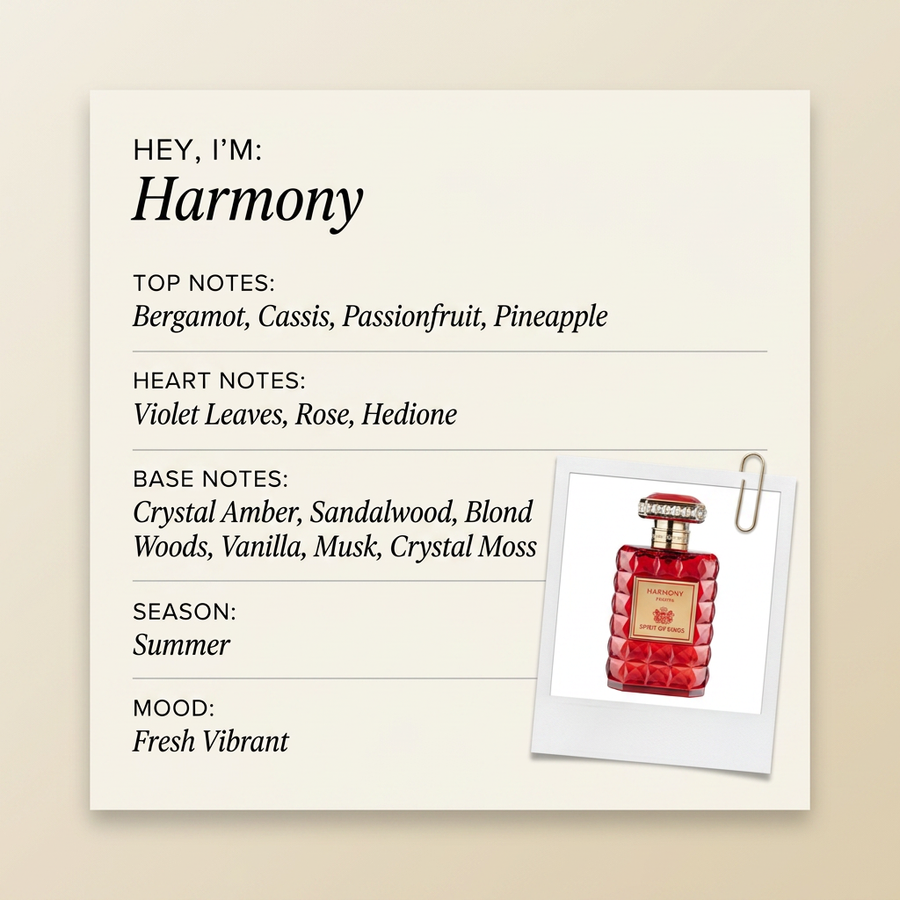 The Spirit of Kings Harmony fragrance profile card