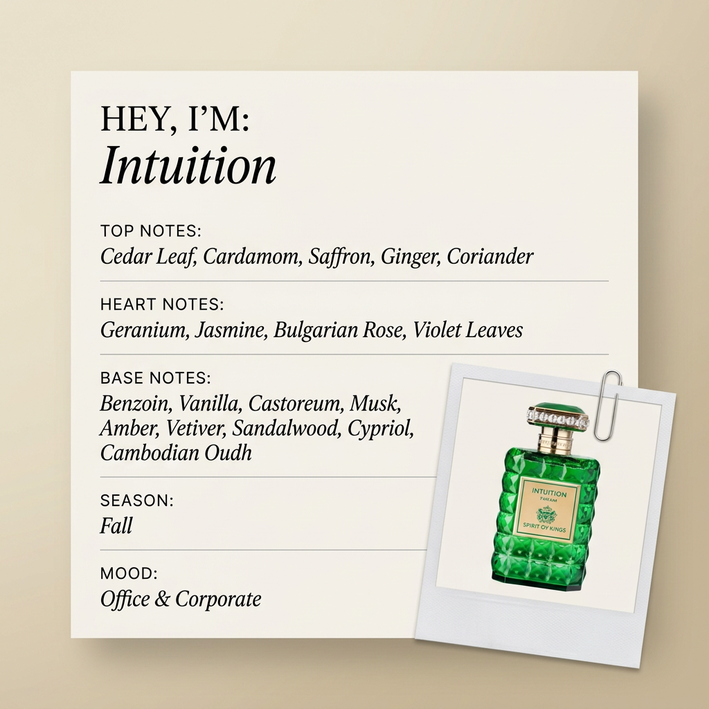 The Spirit of Kings Intuition fragrance profile card