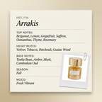 Tiziana Terenzi Arrakis fragrance profile card