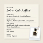 Vertus Bois et Cuir Raffiné fragrance profile card