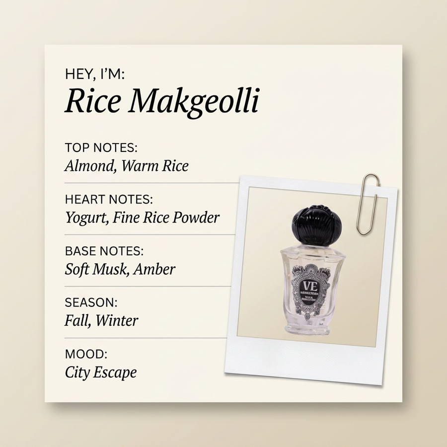 Villa Erbatium Rice Makgeolli fragrance profile card